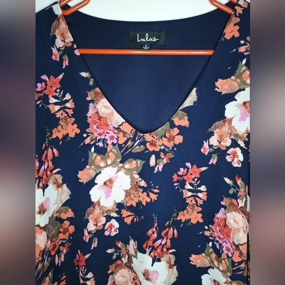 Lulus Shifting Dears Navy Blue Floral Shift Dress/ Size S - Picture 8 of 10